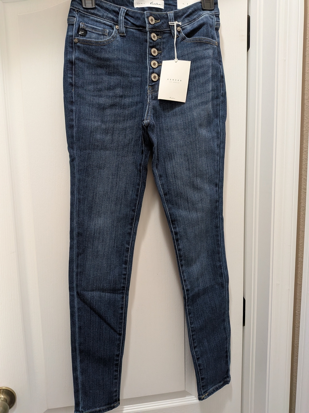 KanCan Curvy High-Rise Button-Fly Skinny Jeans - Dark Blue 03/25 KC7114RM